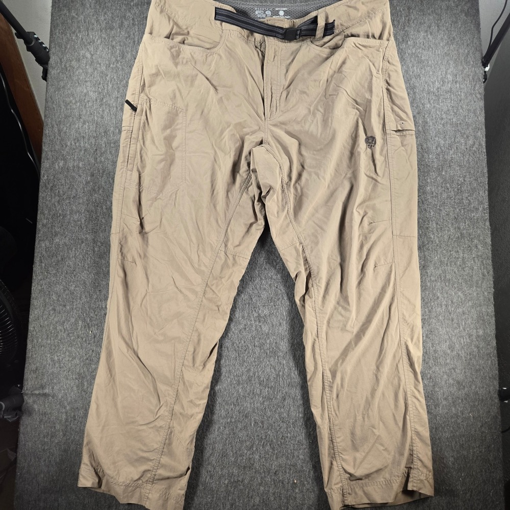 Mountain Hardwear Hiking Cargo Pants Mens XXL Tan OM3913 Integrated Belt Gorp